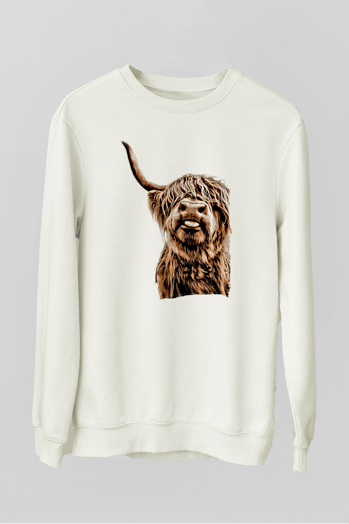 Lama Baskılı Unisex Beyaz  Sweatshirt