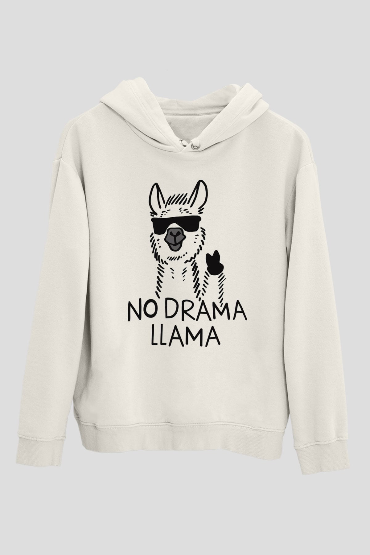 Lama Beyaz Unisex Kapşonlu Sweatshirt