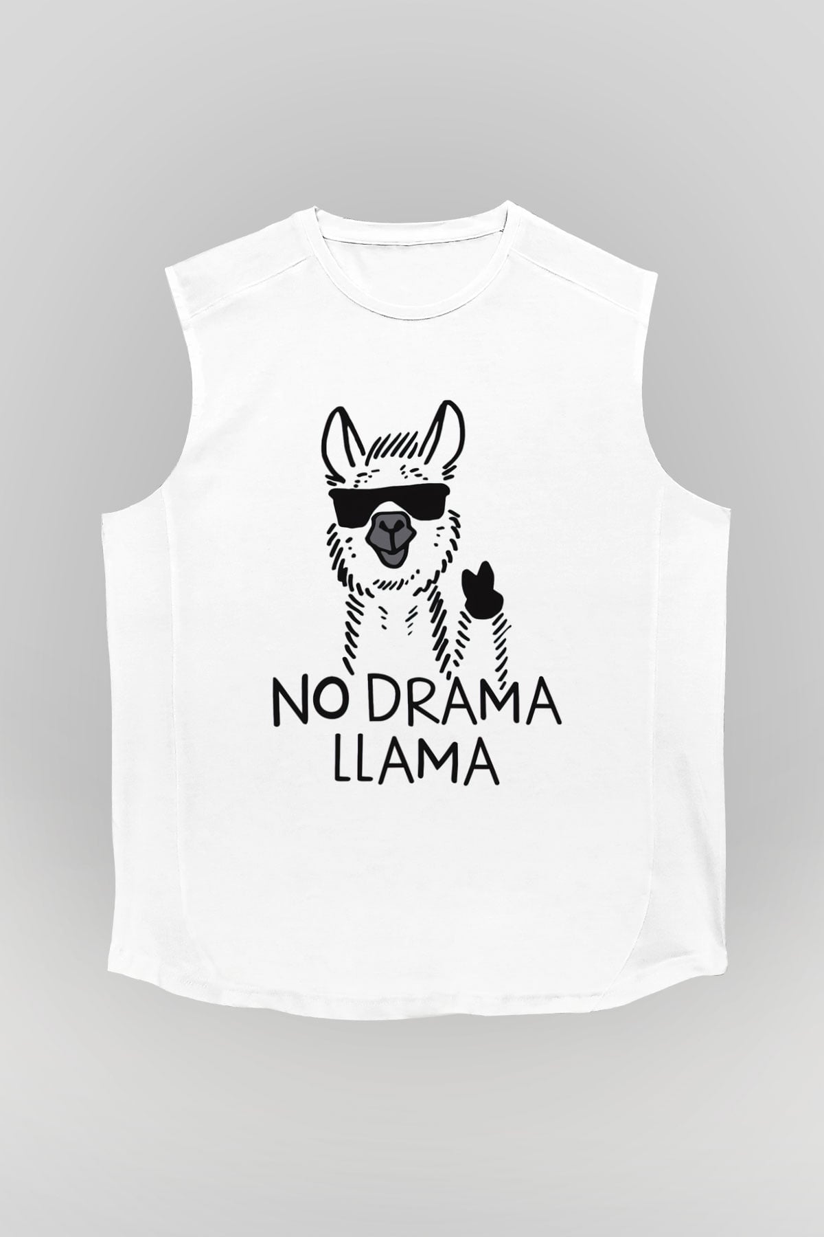 Lama Beyaz Unisex Kolsuz Tişört