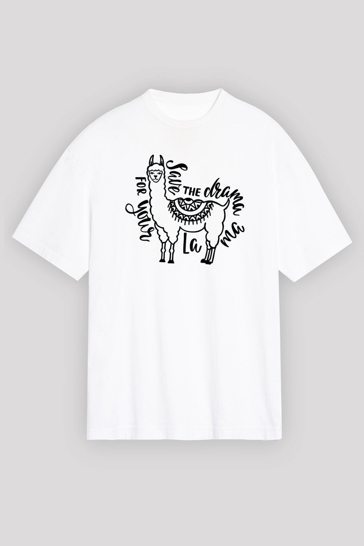 Lama Beyaz Unisex Oversize Tişört T-Shirt