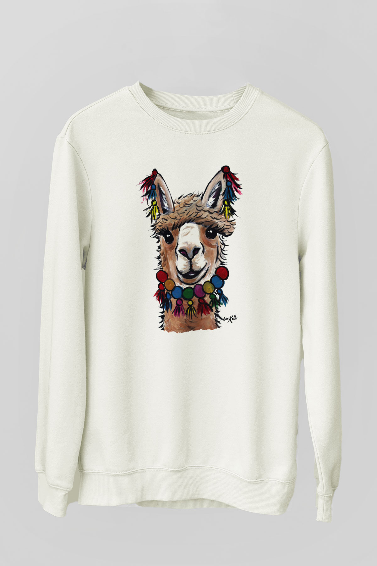 Lama Beyaz Unisex Sweatshirt