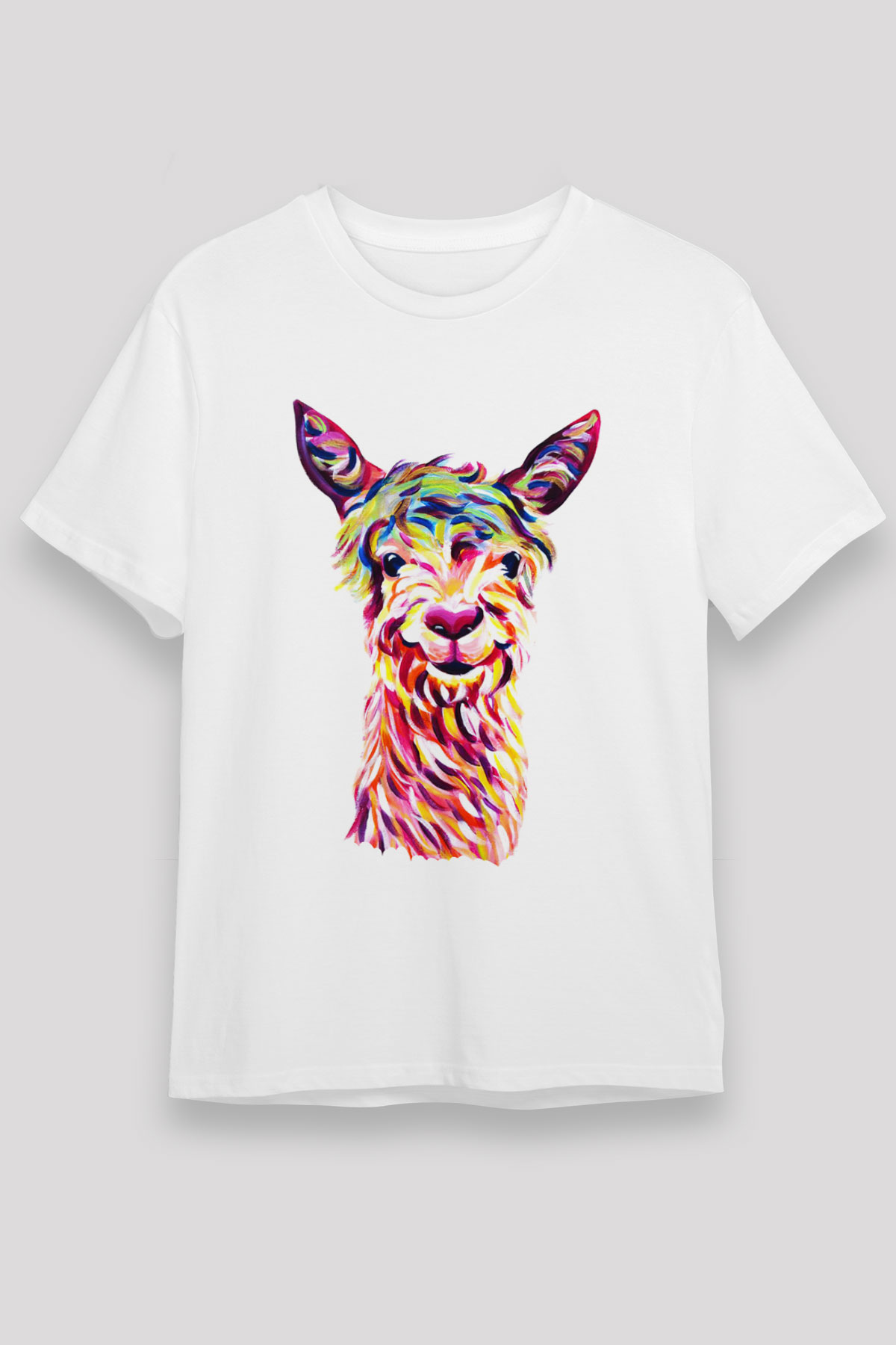 Lama Beyaz Unisex Tişört T-Shirt - TişörtFabrikası