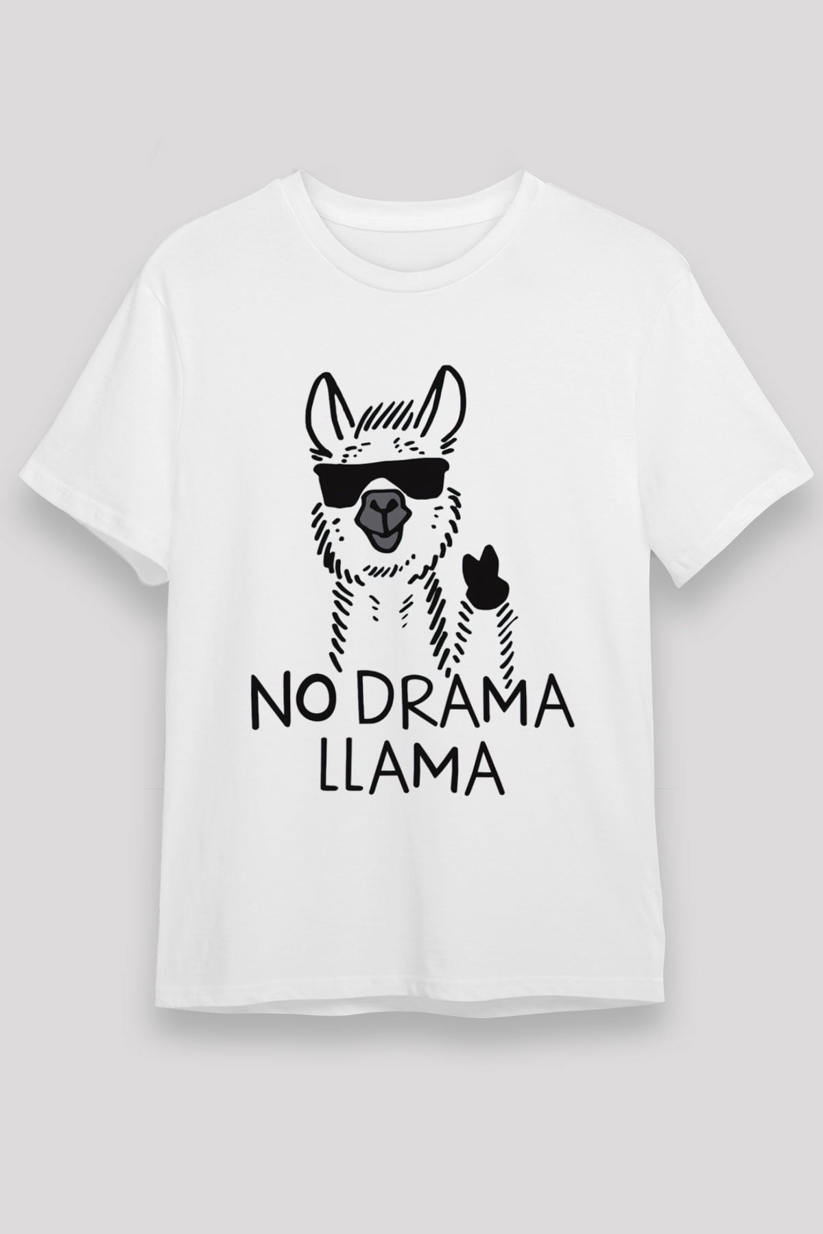 Lama Beyaz Unisex Tişört T-Shirt - TişörtFabrikası