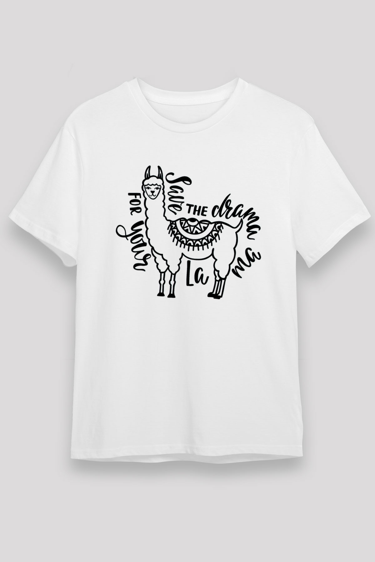 Lama Beyaz Unisex Tişört T-Shirt - TişörtFabrikası