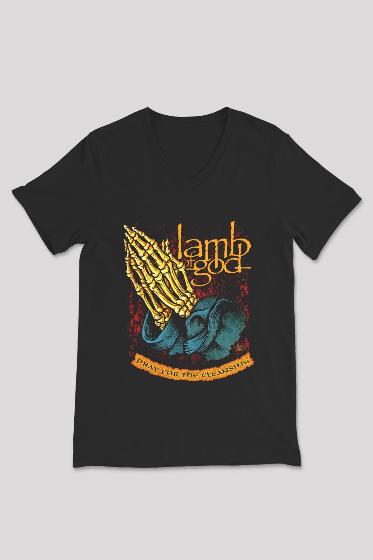 Lamb of God Siyah Unisex V Yaka Tişört T-Shirt