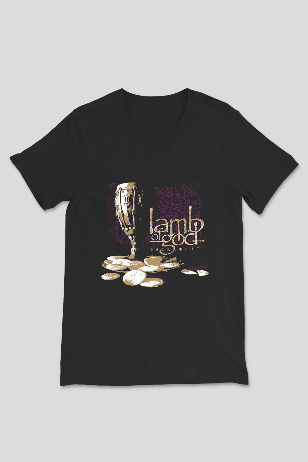 Lamb of God Siyah Unisex V Yaka Tişört T-Shirt