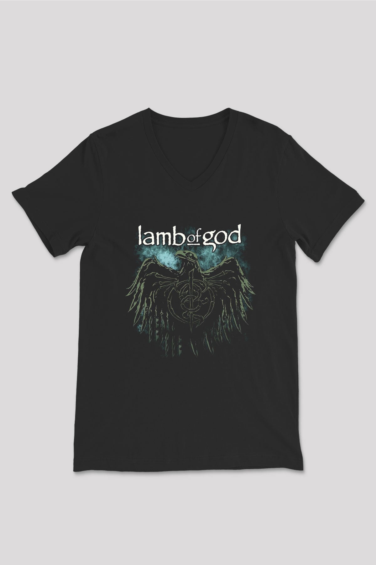 Lamb of God Siyah Unisex V Yaka Tişört T-Shirt