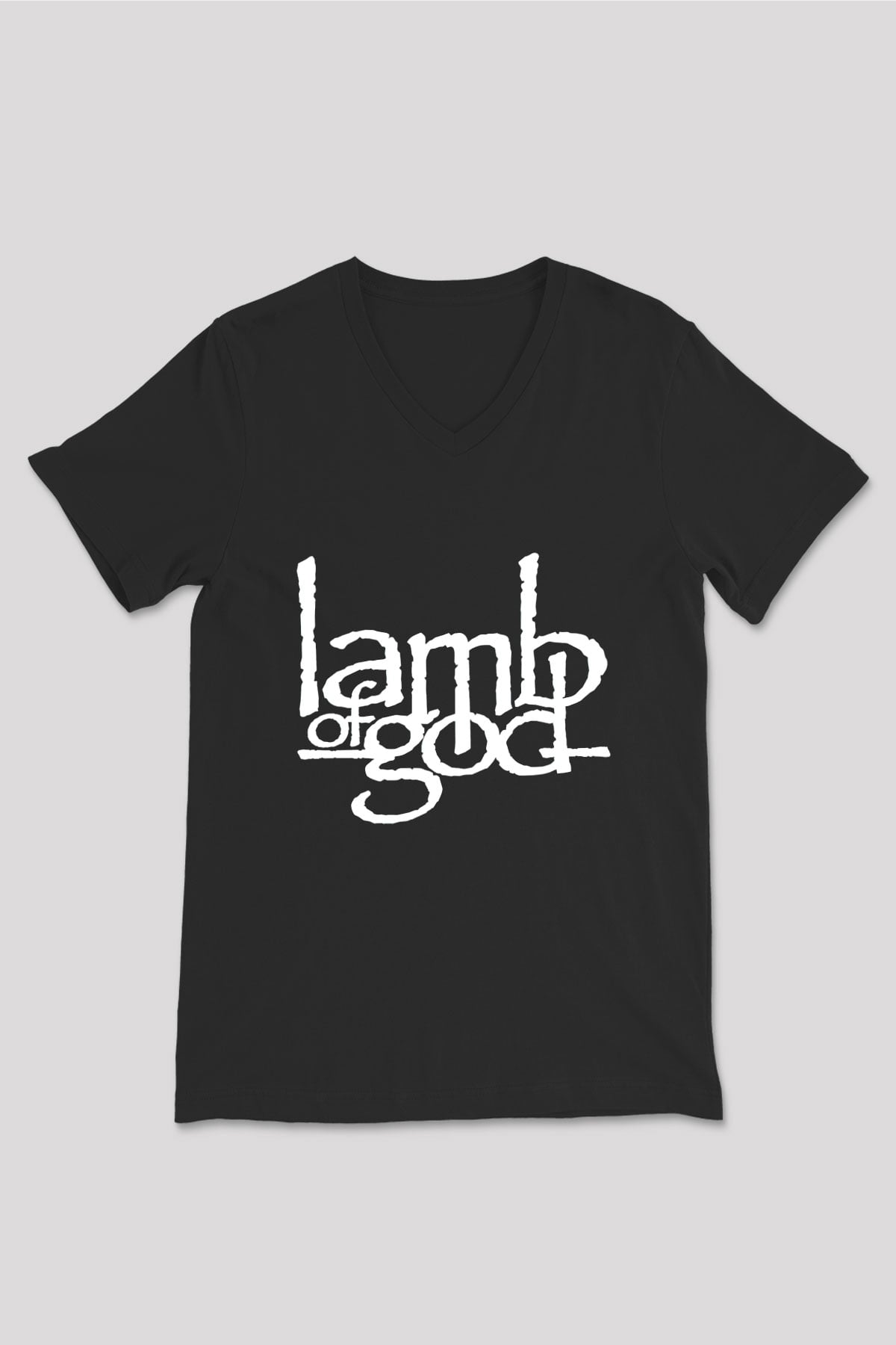 Lamb of God Siyah Unisex V Yaka Tişört T-Shirt