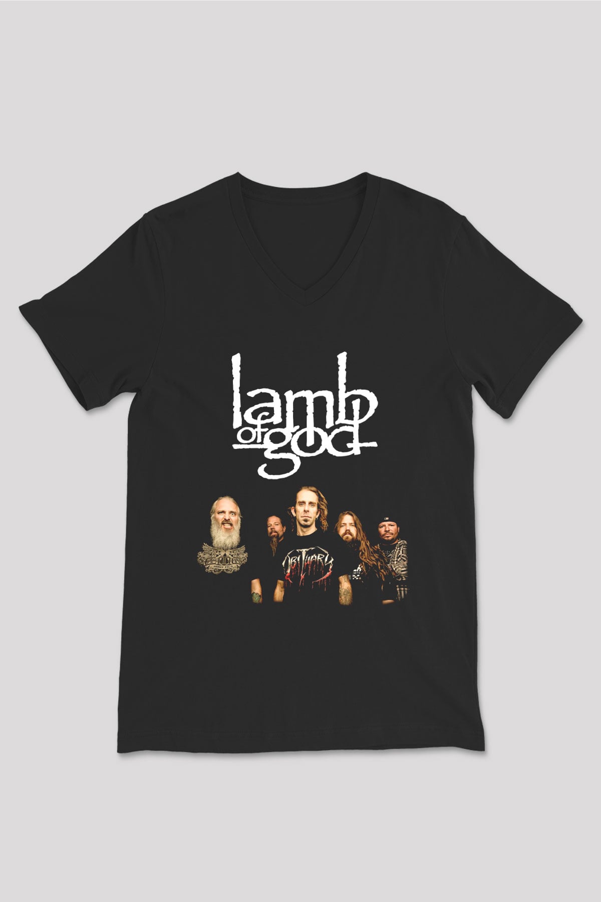 Lamb of God Siyah Unisex V Yaka Tişört T-Shirt