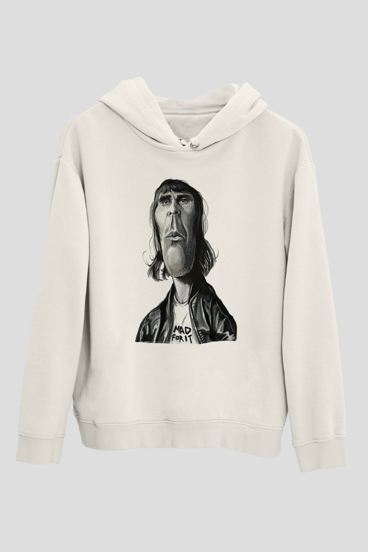 Lan Brown Baskılı Beyaz Unisex Kapüşonlu Sweatshirt