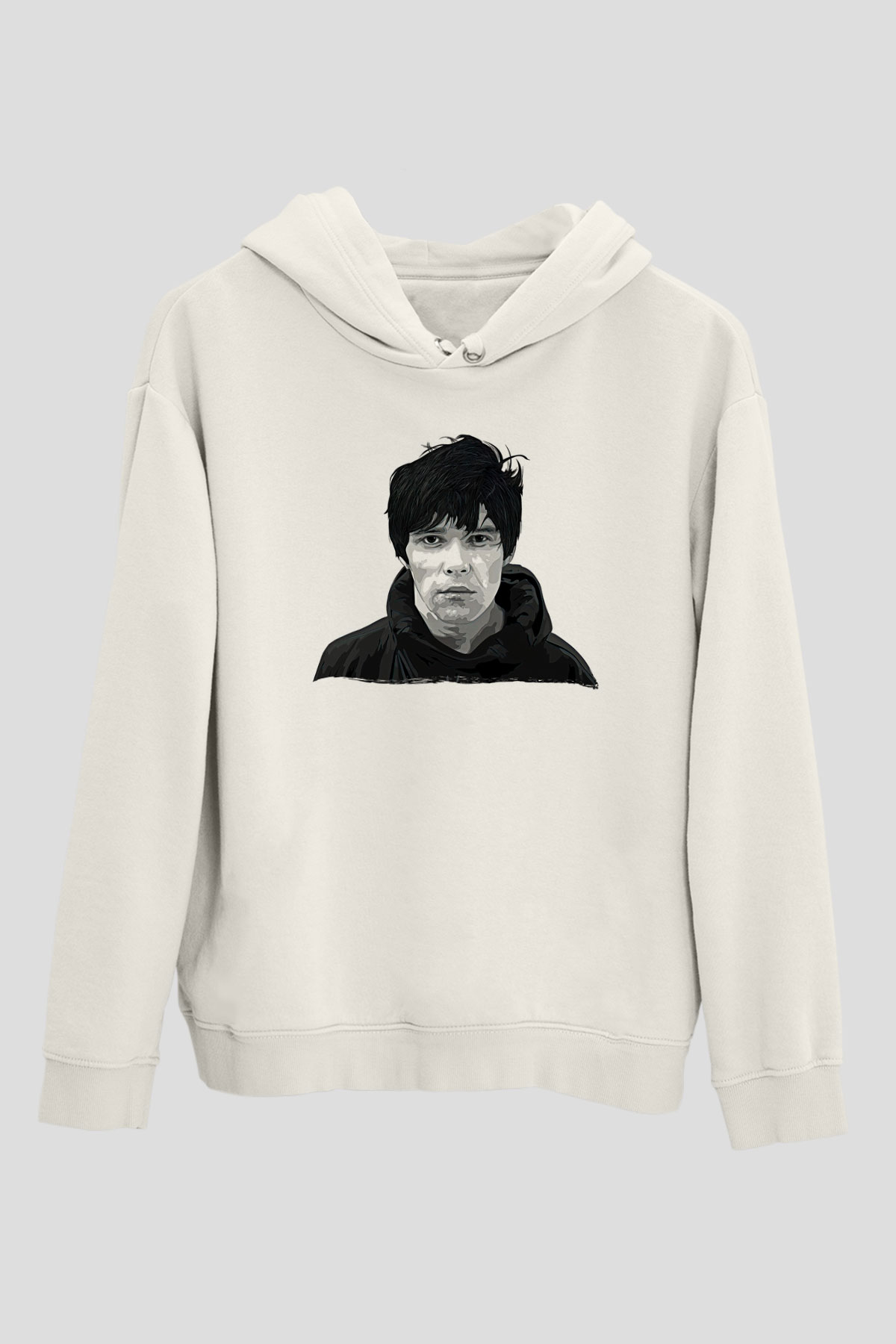 Lan Brown Baskılı Beyaz Unisex Kapüşonlu Sweatshirt