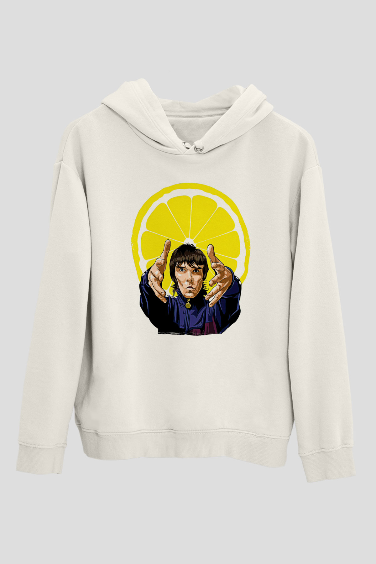 Lan Brown Baskılı Beyaz Unisex Kapüşonlu Sweatshirt