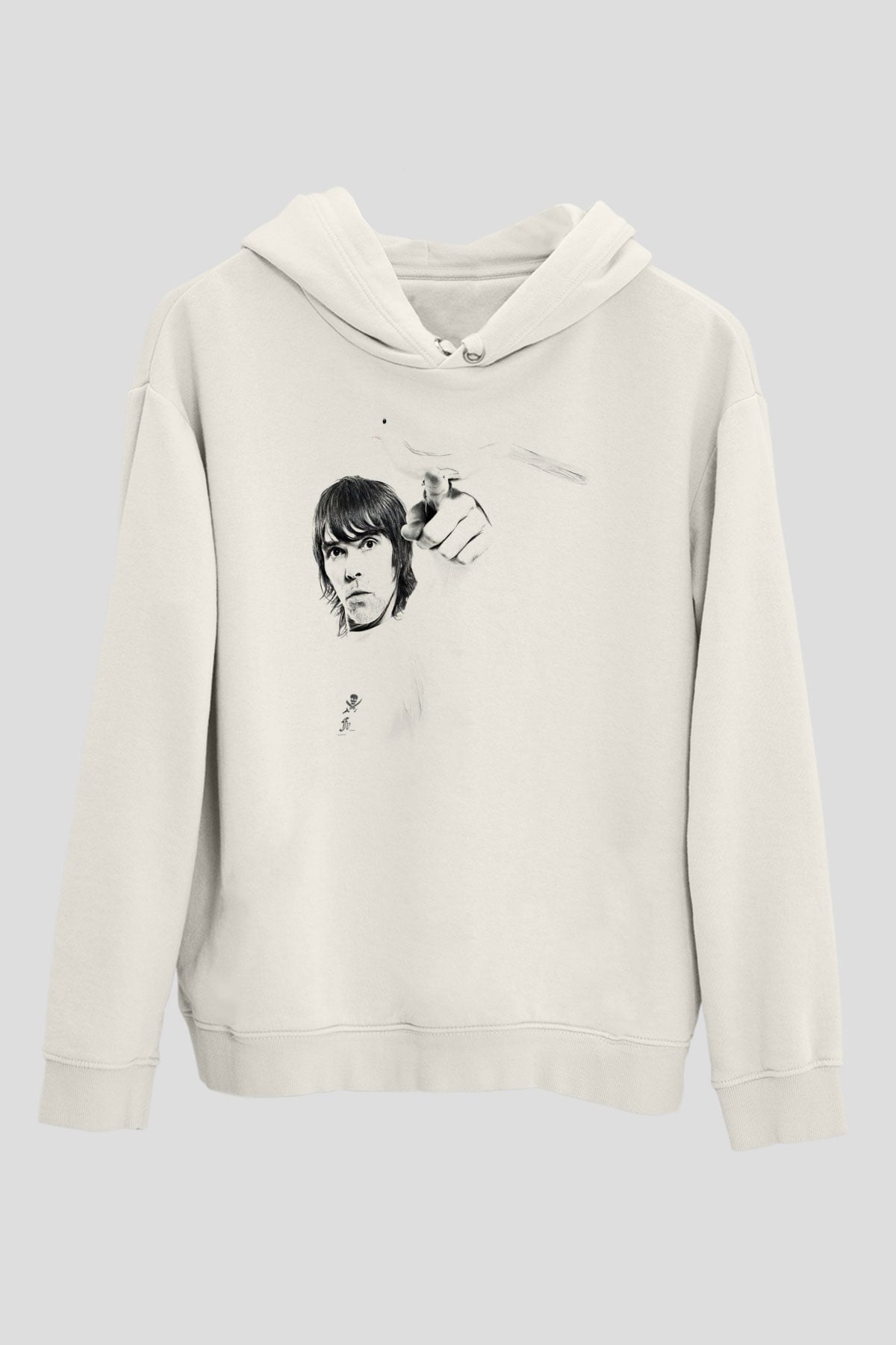 Lan Brown Baskılı Beyaz Unisex Kapüşonlu Sweatshirt