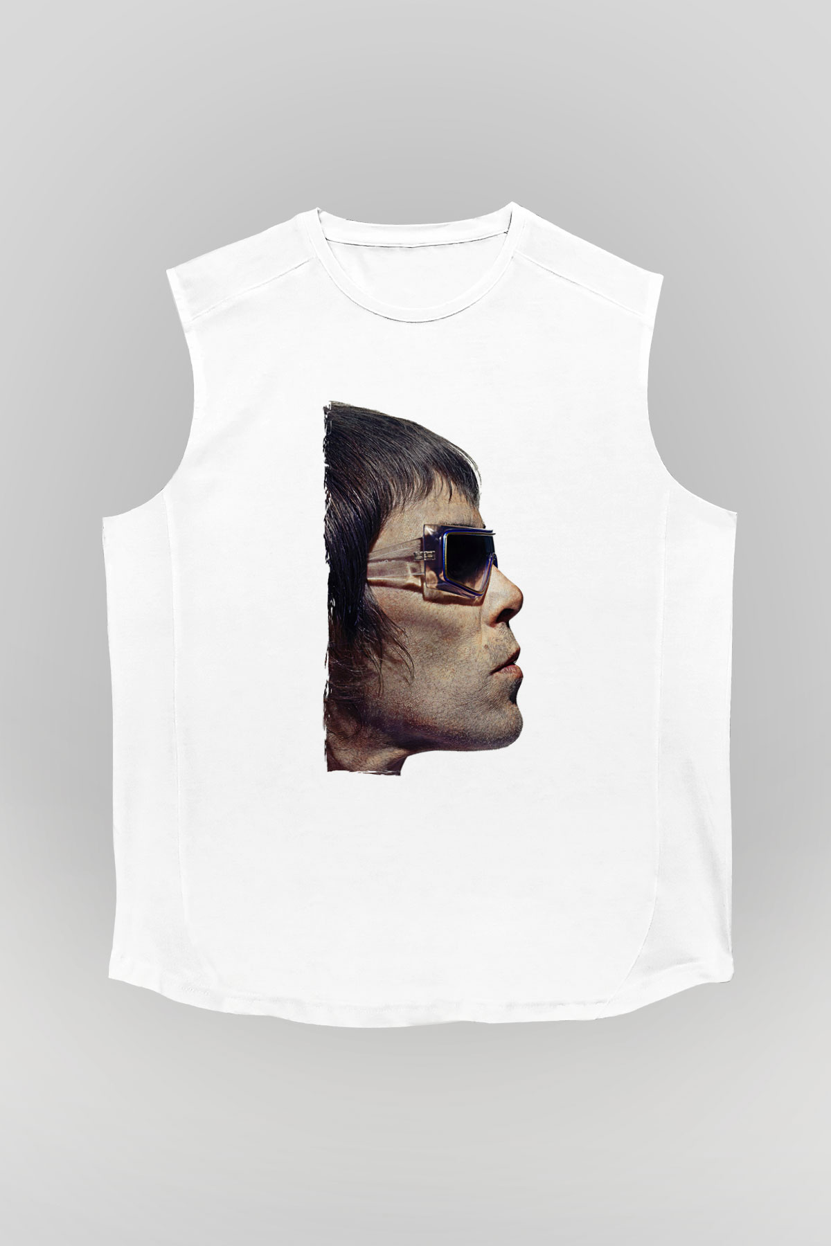 Lan Brown Baskılı Beyaz Unisex Kolsuz Tişört - Tshirt