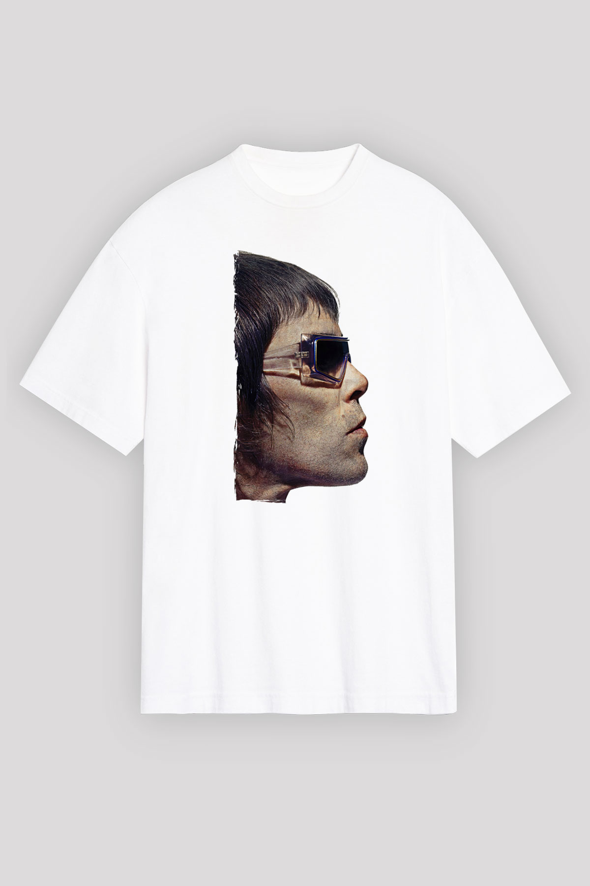 Lan Brown Baskılı Beyaz Unisex Oversize Tişört - Tshirt