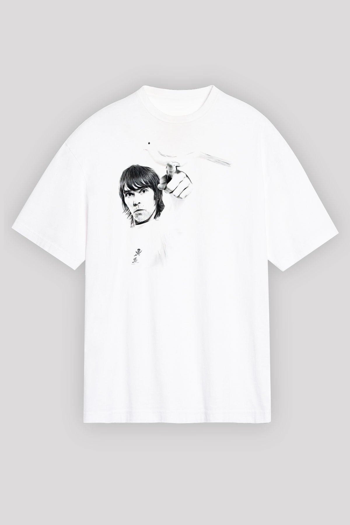Lan Brown Baskılı Beyaz Unisex Oversize Tişört - Tshirt