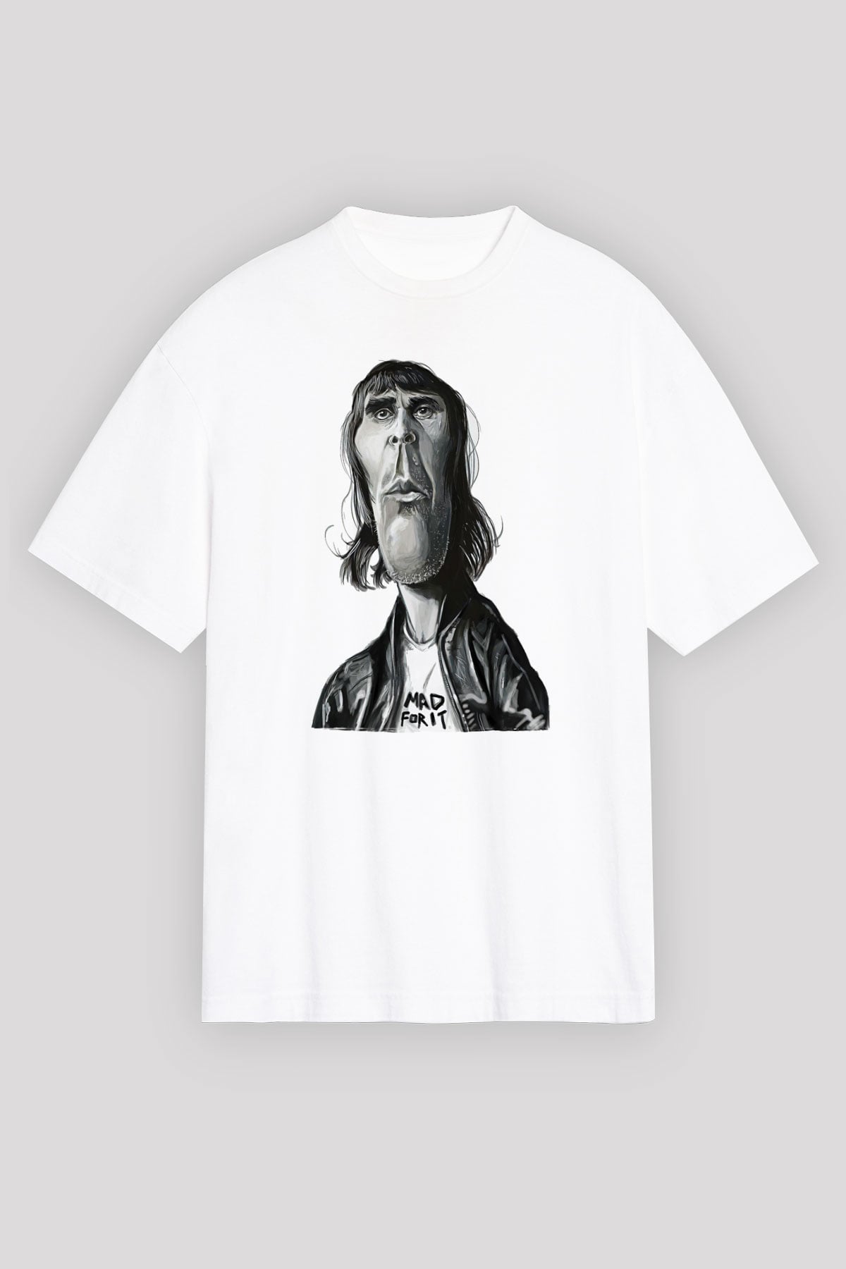 Lan Brown Baskılı Beyaz Unisex Oversize Tişört - Tshirt
