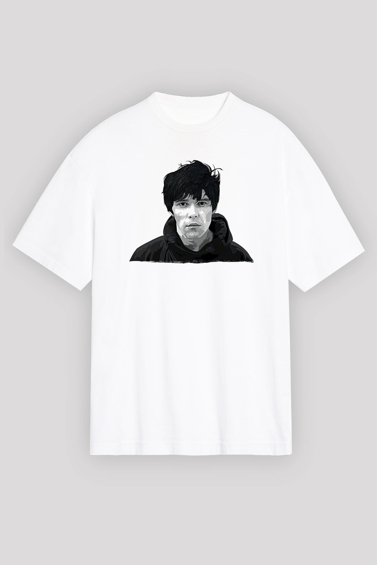 Lan Brown Baskılı Beyaz Unisex Oversize Tişört - Tshirt