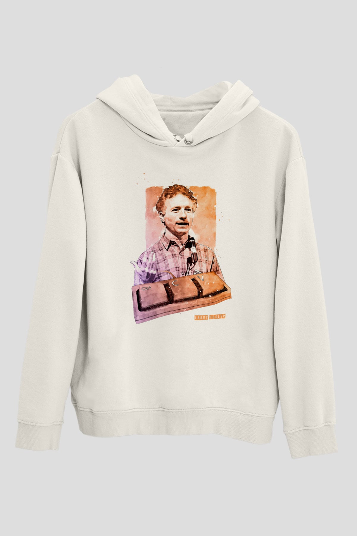 Larry Tesler Baskılı Unisex Ekru Hoodie