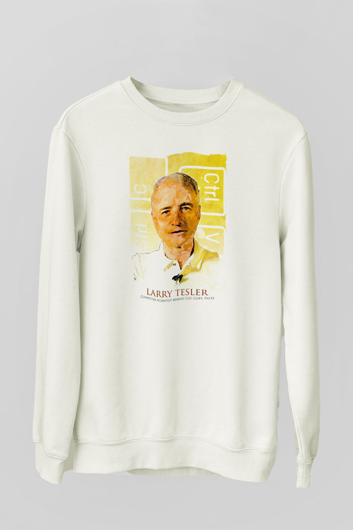 Larry Tesler Renkli Portre Baskılı Unisex Ekru Sweatshirt