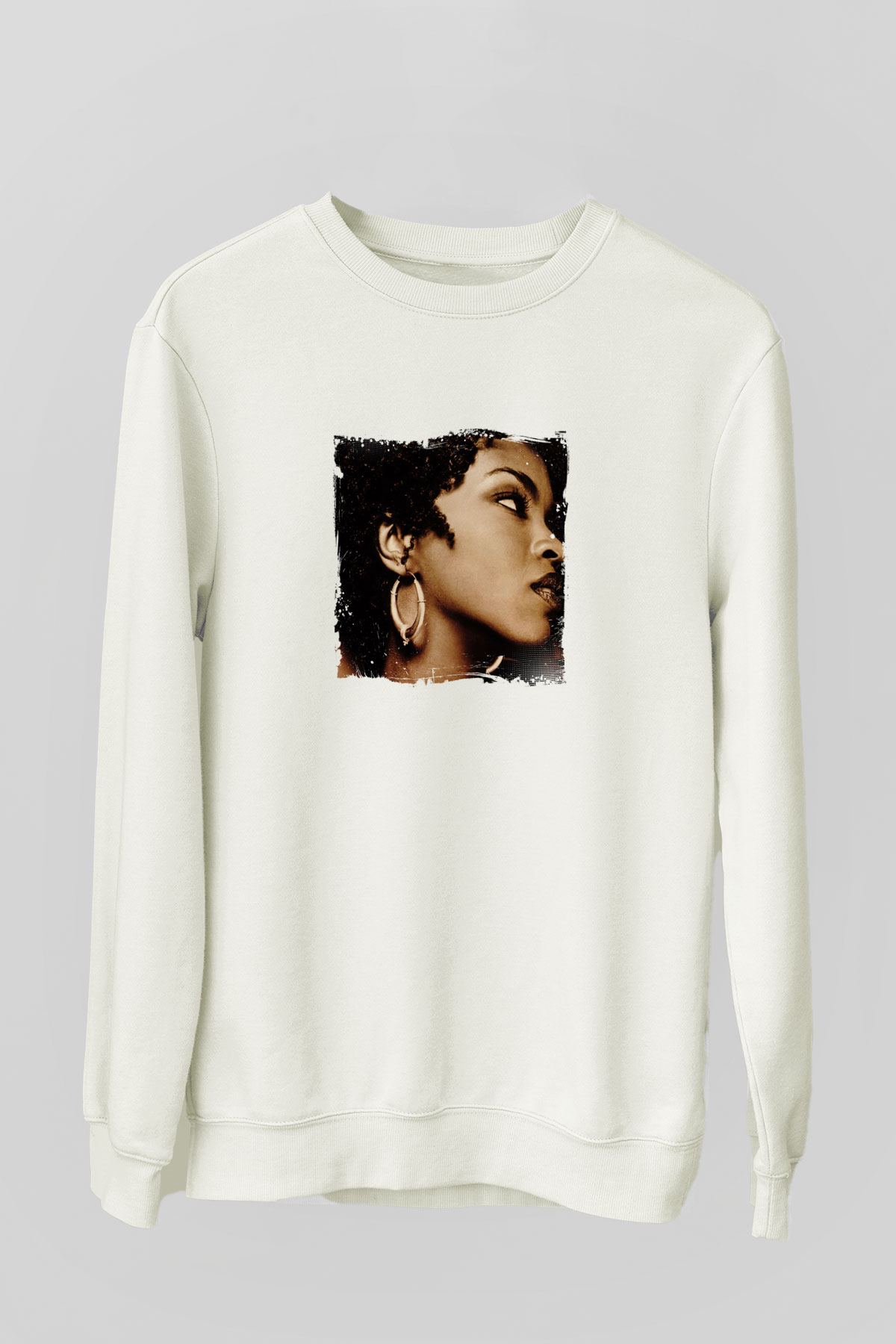 Lauryn Hill Baskılı Unisex Beyaz Sweatshirt