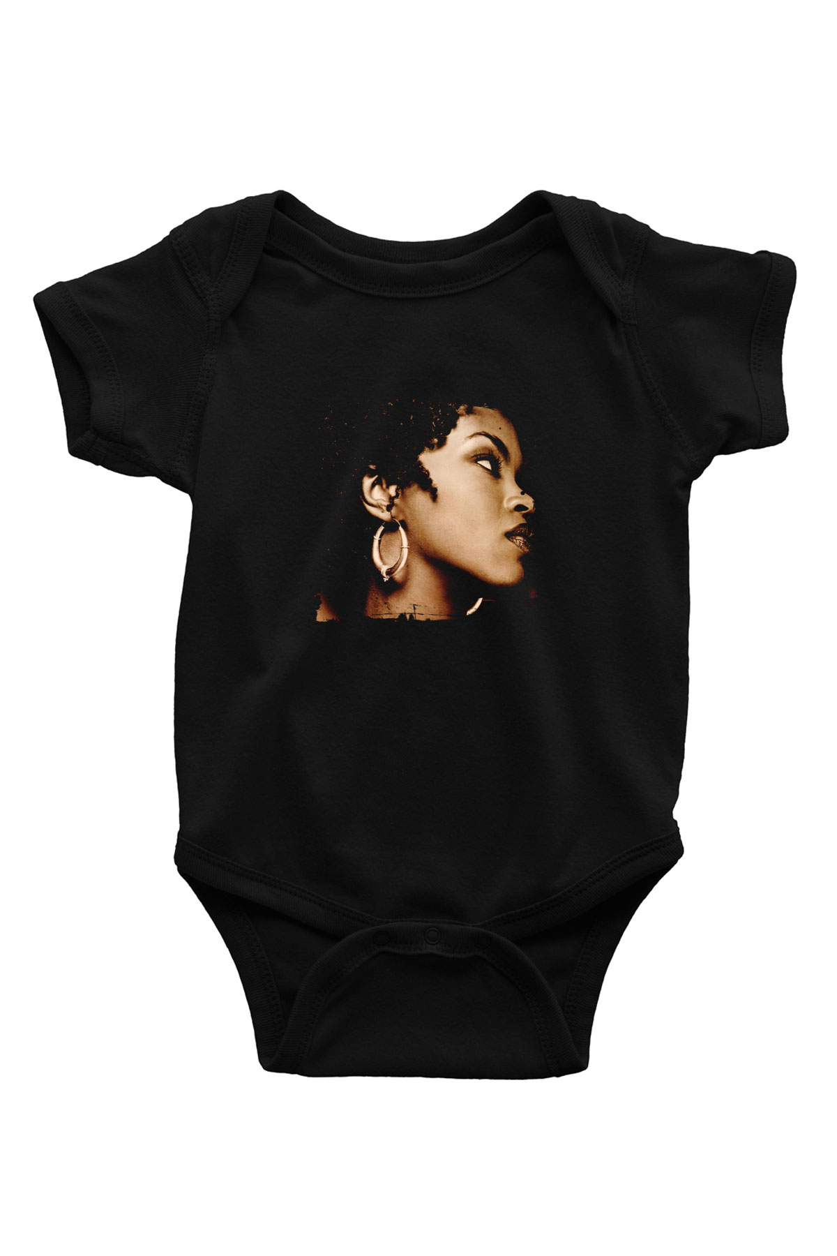 Lauryn Hill Baskılı Unisex Siyah Bebek Body - Zıbın
