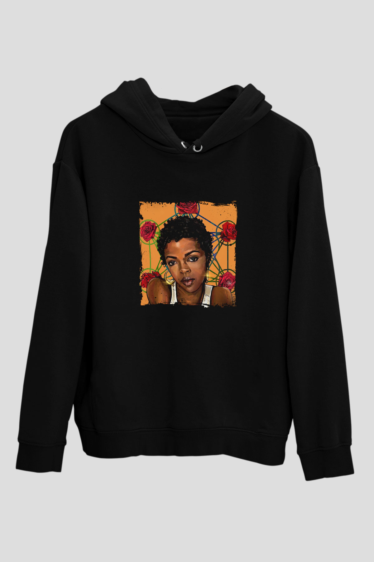 Lauryn Hill Baskılı Unisex Siyah Hoodie