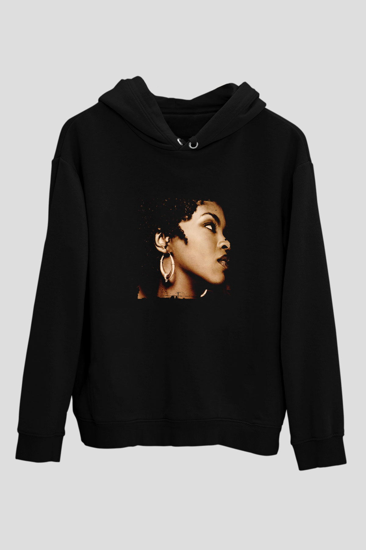 Lauryn Hill Baskılı Unisex Siyah Hoodie