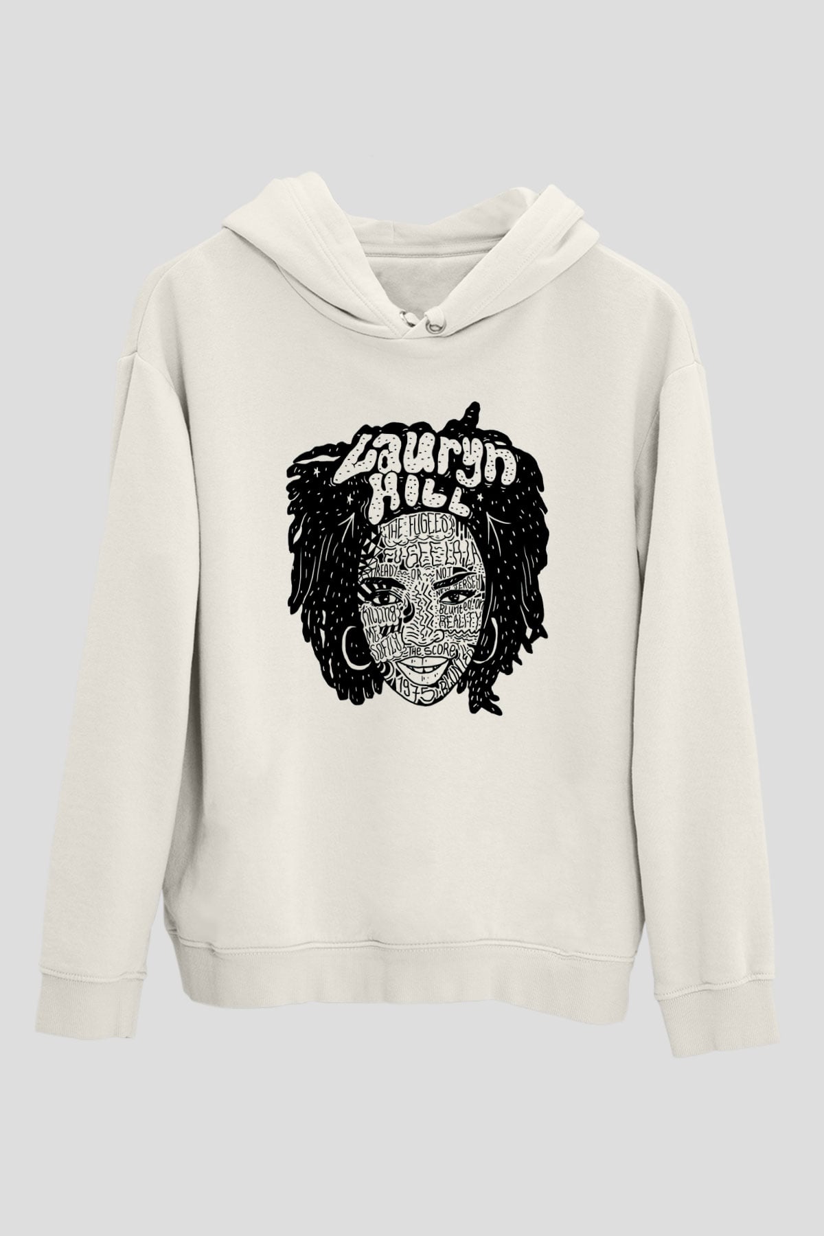 Lauryn Hill Beyaz Unisex Kapşonlu Sweatshirt