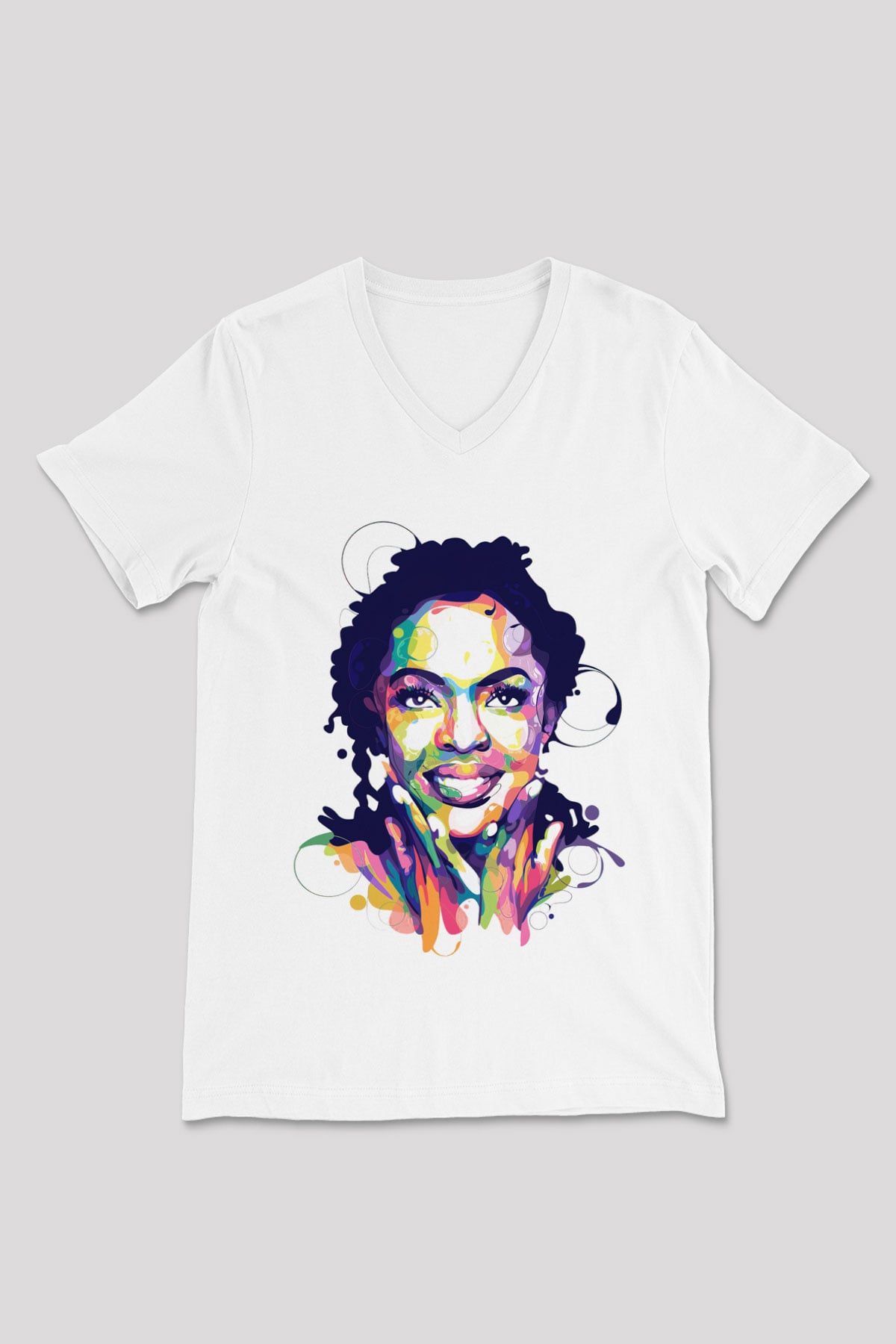 Lauryn Hill Beyaz Unisex V Yaka Tişört