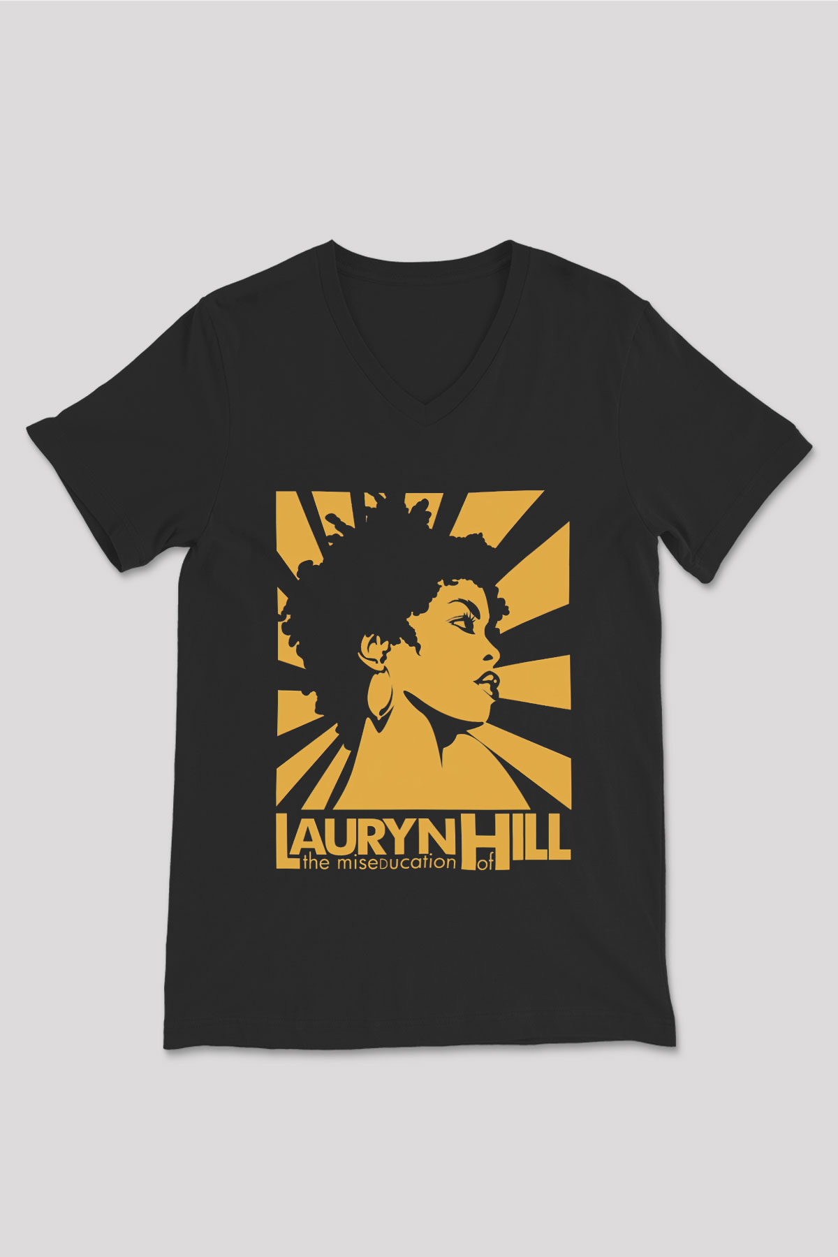 Lauryn Hill Siyah Unisex V Yaka Tişört T-Shirt