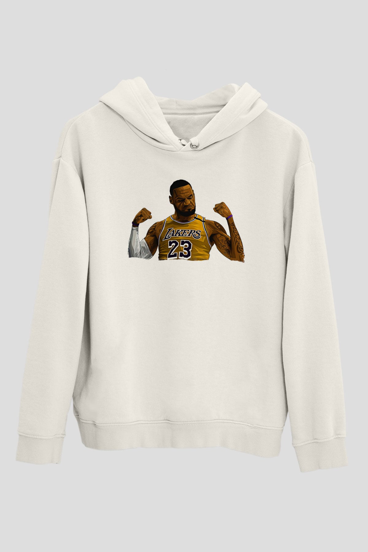 Lebron James Baskılı Beyaz Unisex Kapüşonlu Sweatshirt