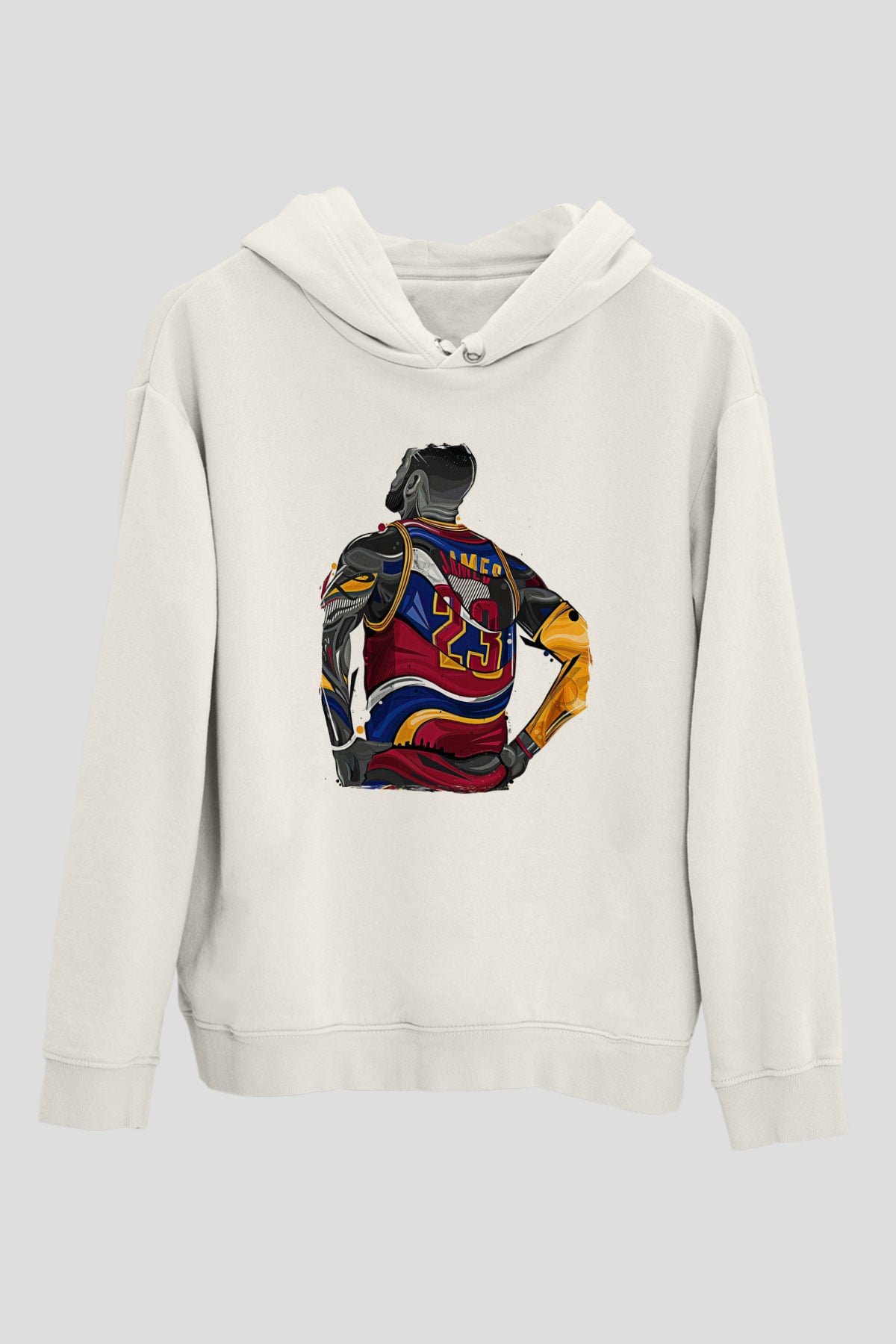 Lebron James Baskılı Beyaz Unisex Kapüşonlu Sweatshirt