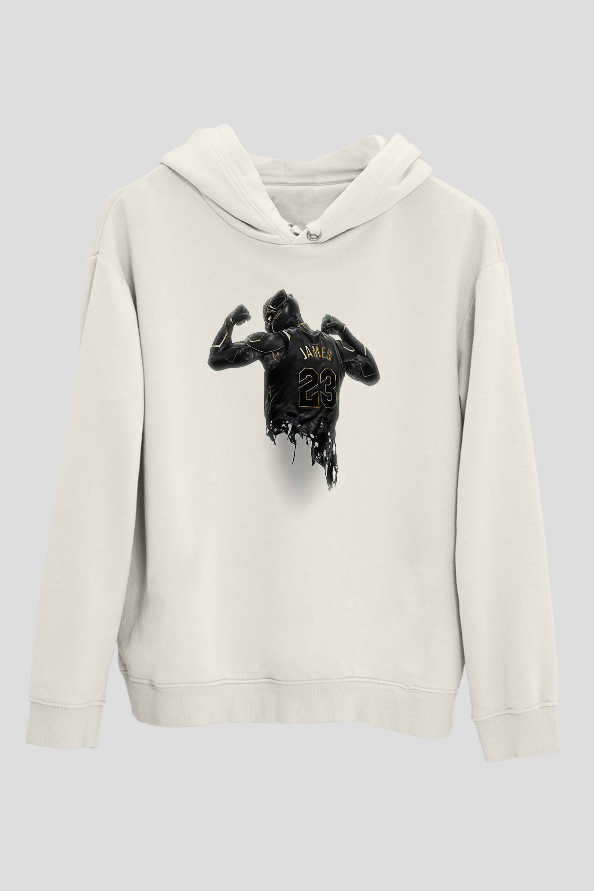 Lebron James Baskılı Beyaz Unisex Kapüşonlu Sweatshirt