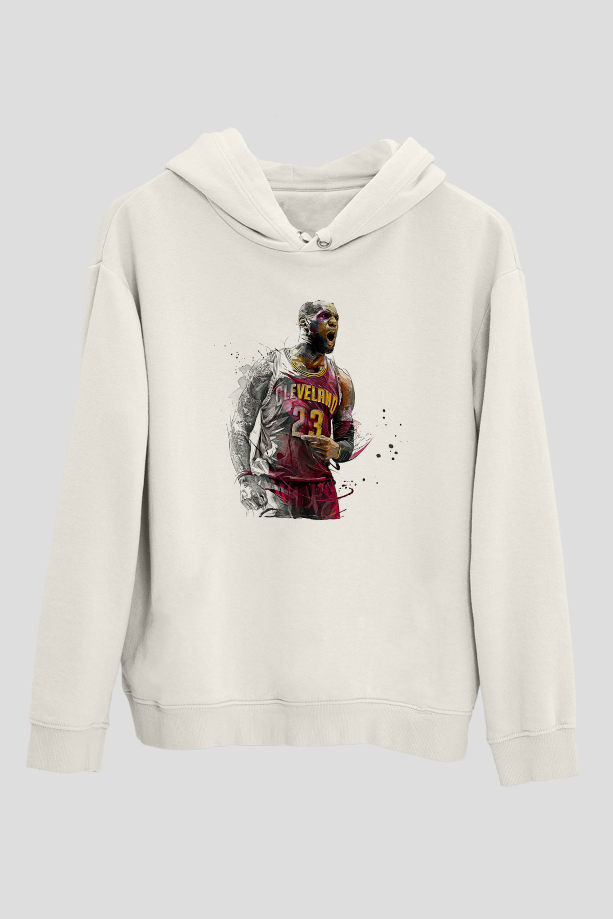 Lebron James Baskılı Beyaz Unisex Kapüşonlu Sweatshirt