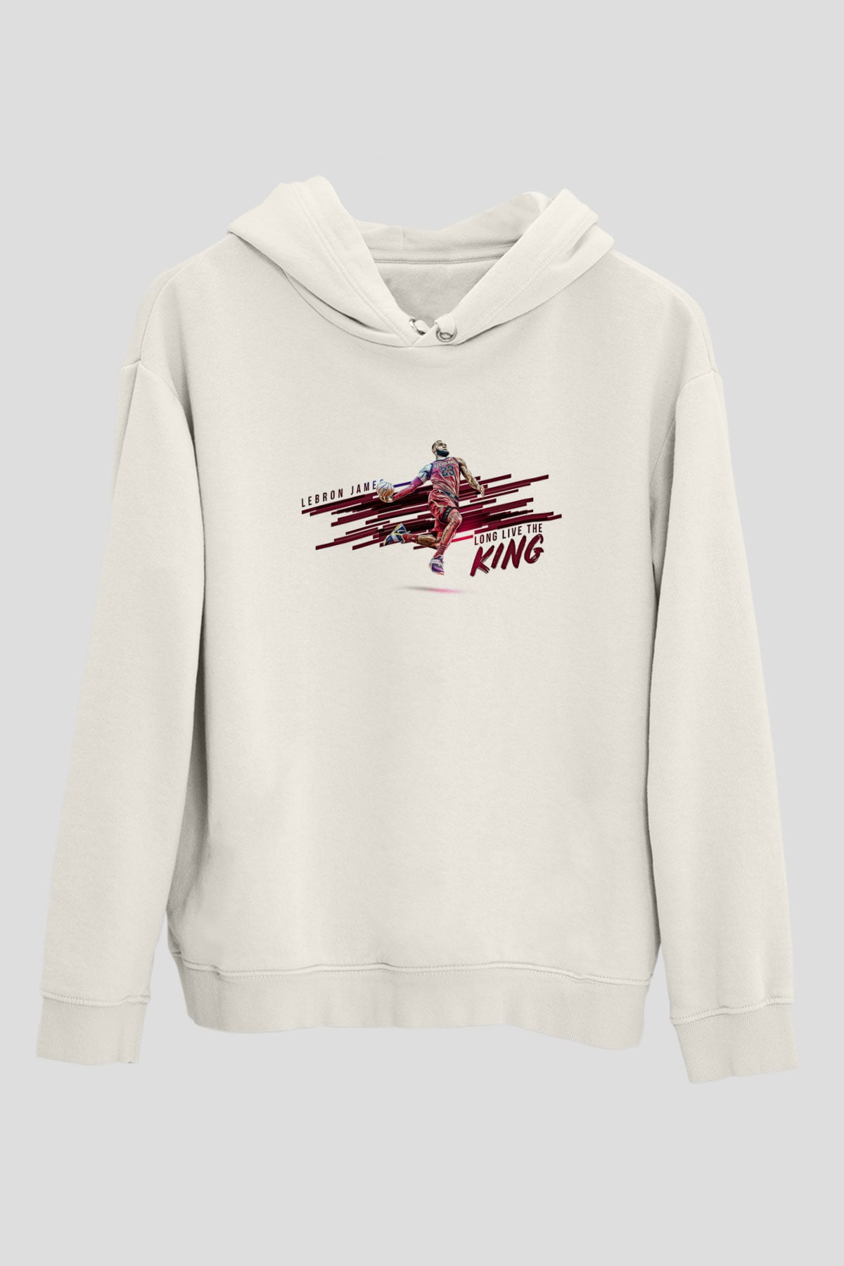 Lebron James Baskılı Beyaz Unisex Kapüşonlu Sweatshirt