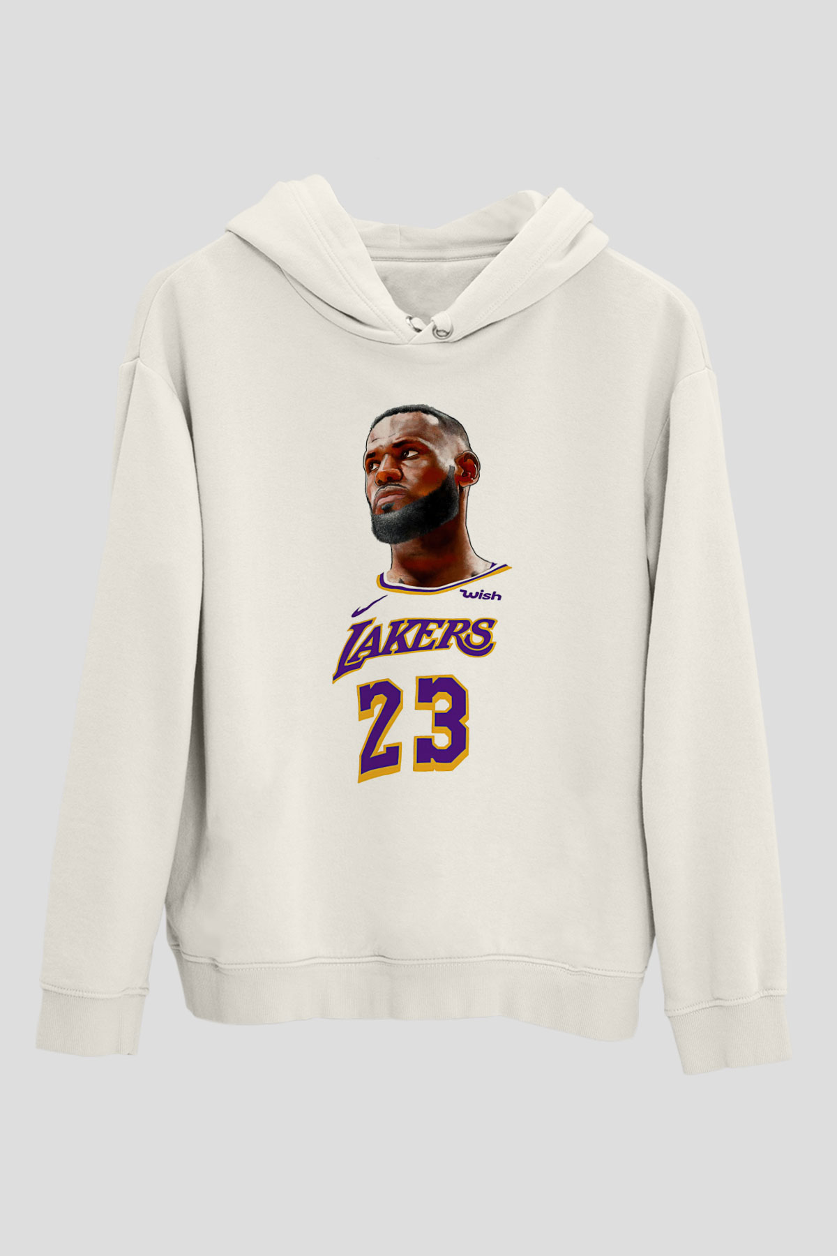 Lebron James Baskılı Beyaz Unisex Kapüşonlu Sweatshirt