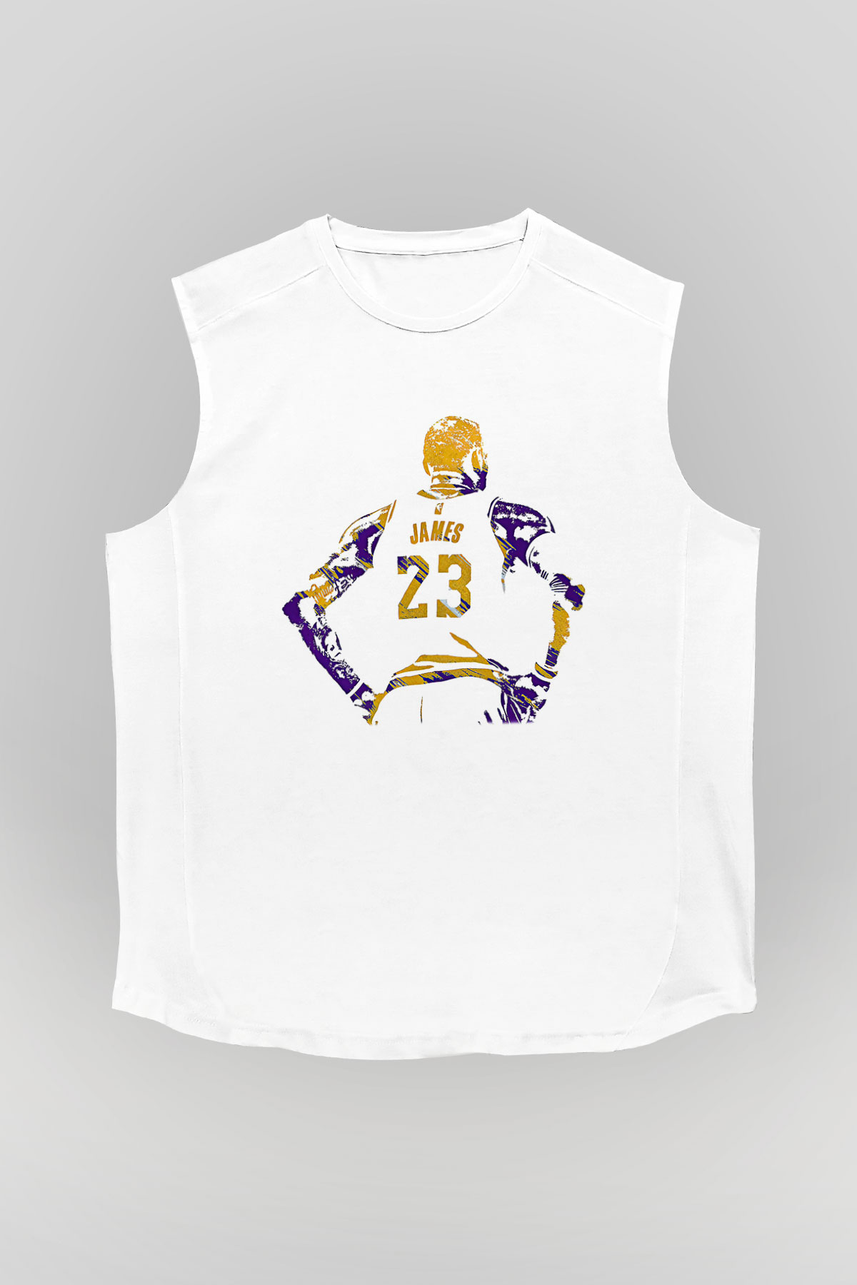 Lebron James Baskılı Beyaz Unisex Kolsuz Tişört - Tshirt
