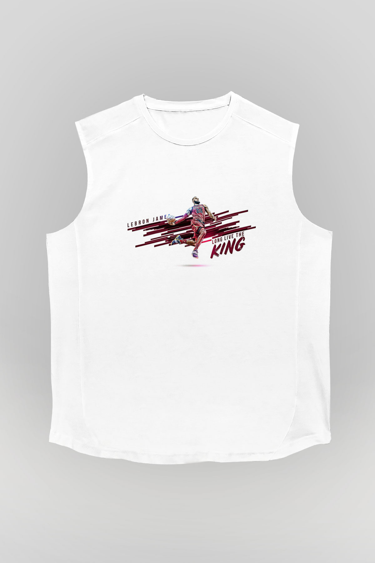 Lebron James Baskılı Beyaz Unisex Kolsuz Tişört - Tshirt