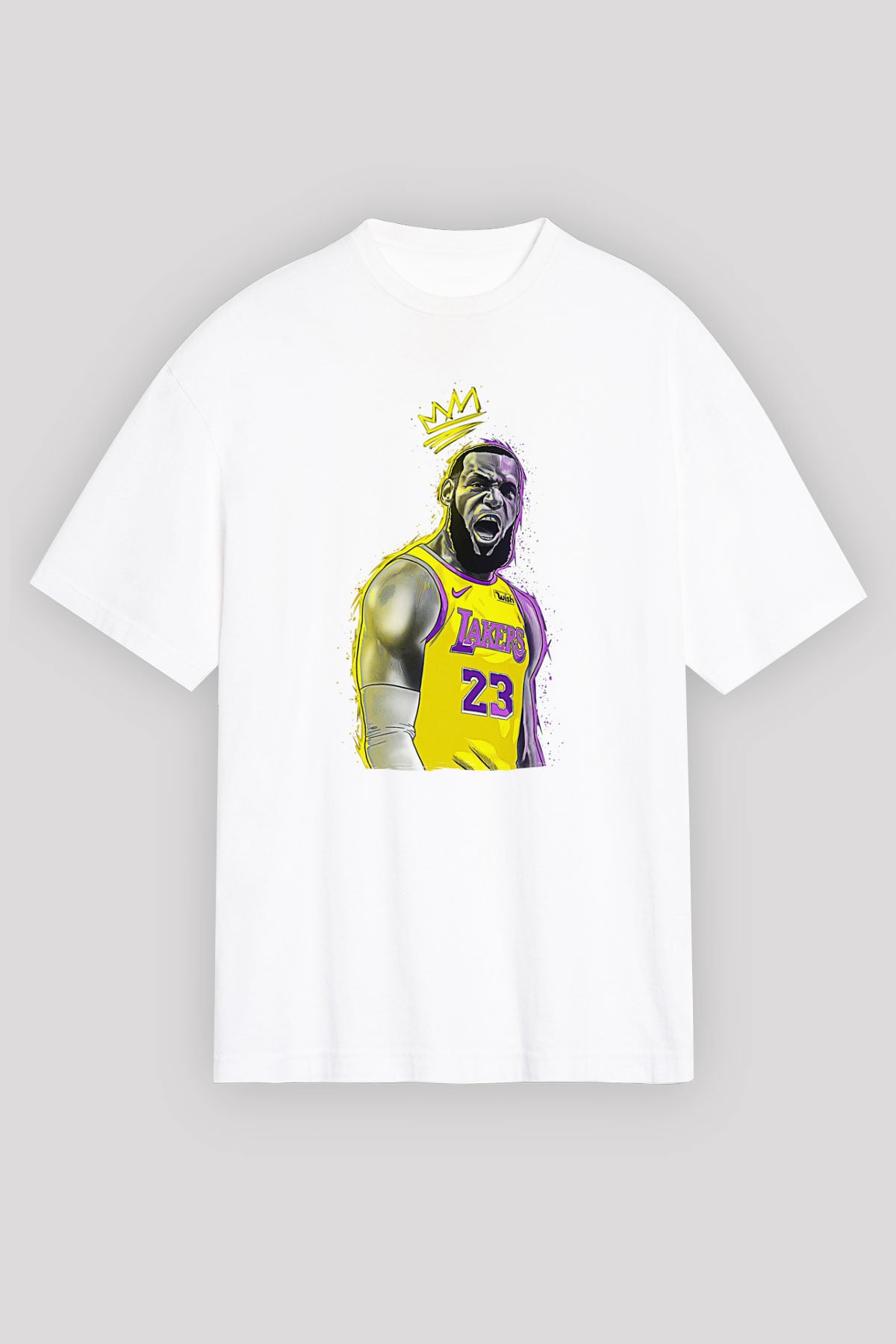 Lebron James Baskılı Beyaz Unisex Oversize Tişört - Tshirt