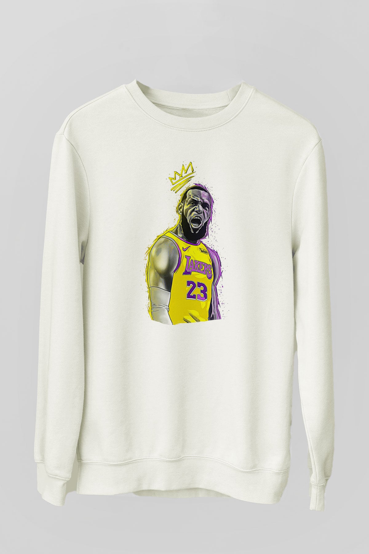 Lebron James Baskılı Beyaz Unisex Sweatshirt