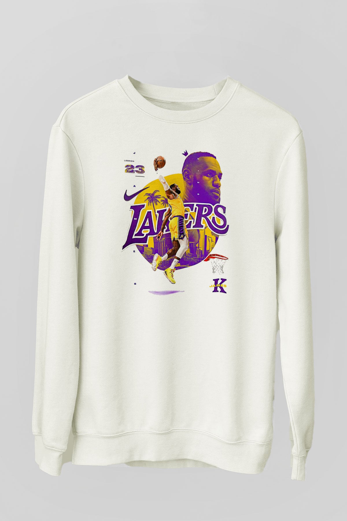 Lebron James Baskılı Beyaz Unisex Sweatshirt