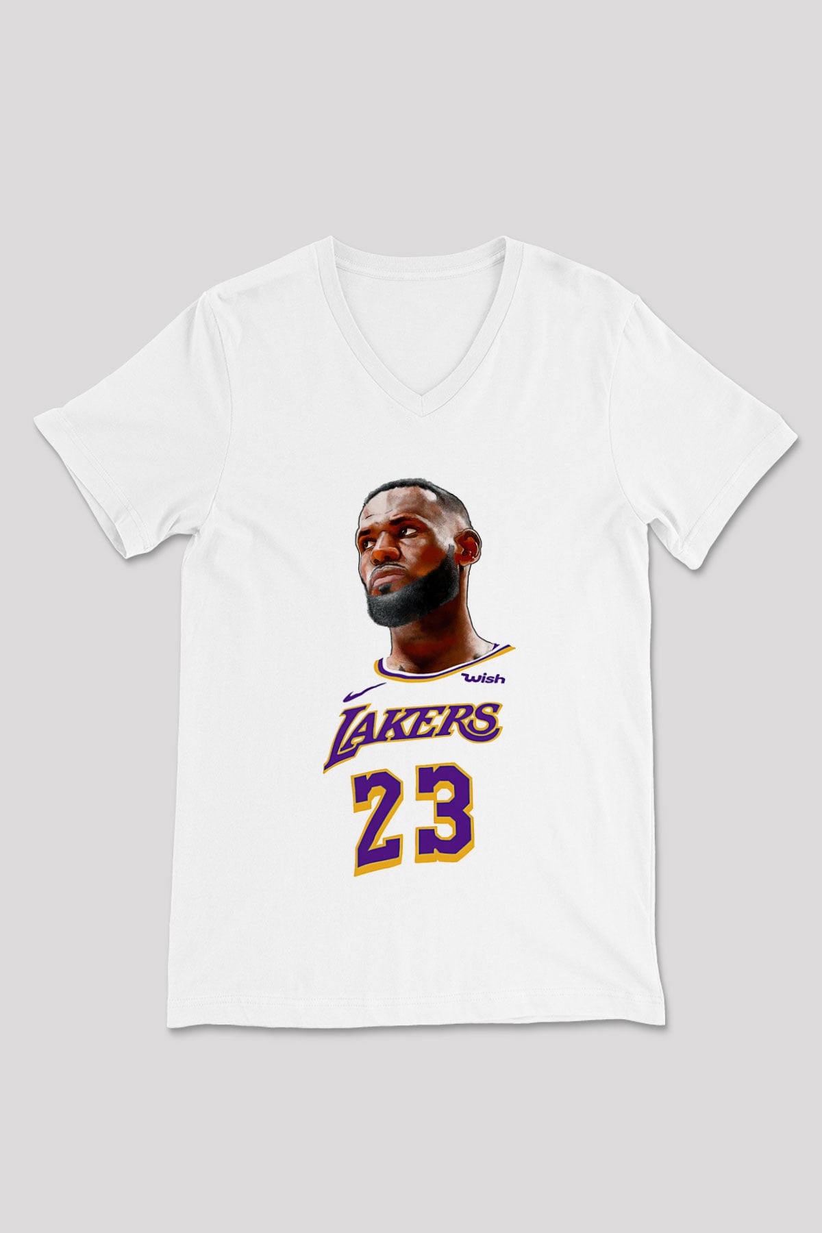 Lebron James Baskılı Beyaz Unisex V Yaka Tişört - Tshirt