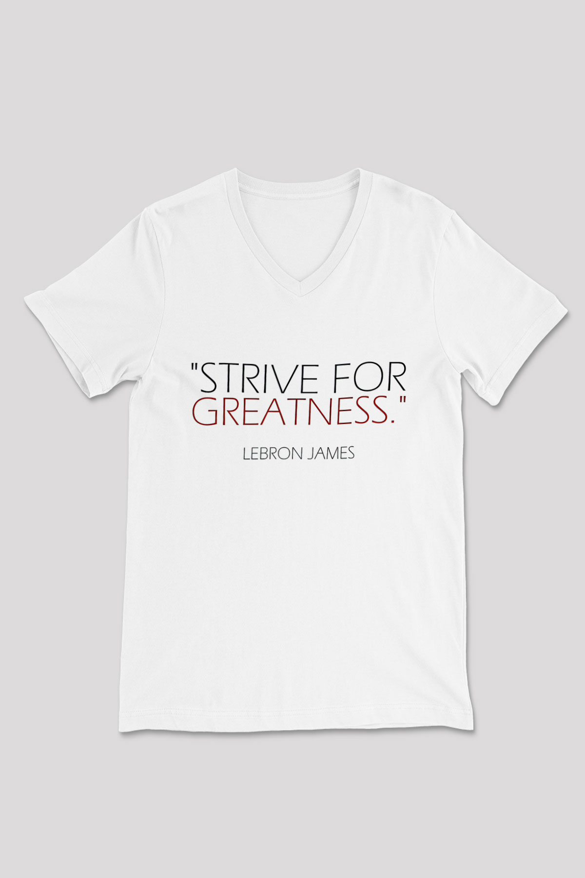 Lebron James Baskılı Beyaz Unisex V Yaka Tişört - Tshirt