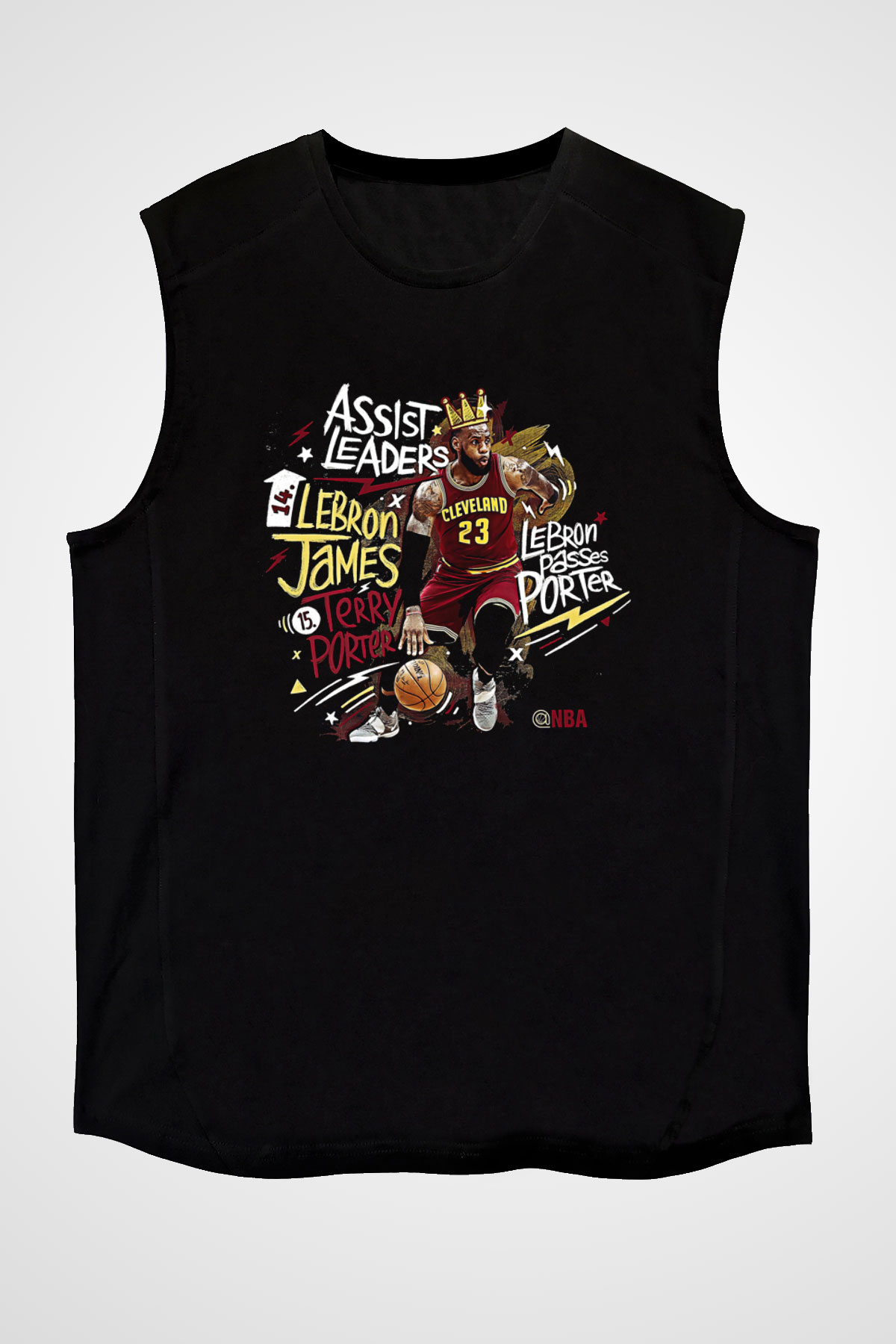 Lebron James Baskılı Unisex Siyah Kolsuz Tişört - Tshirt