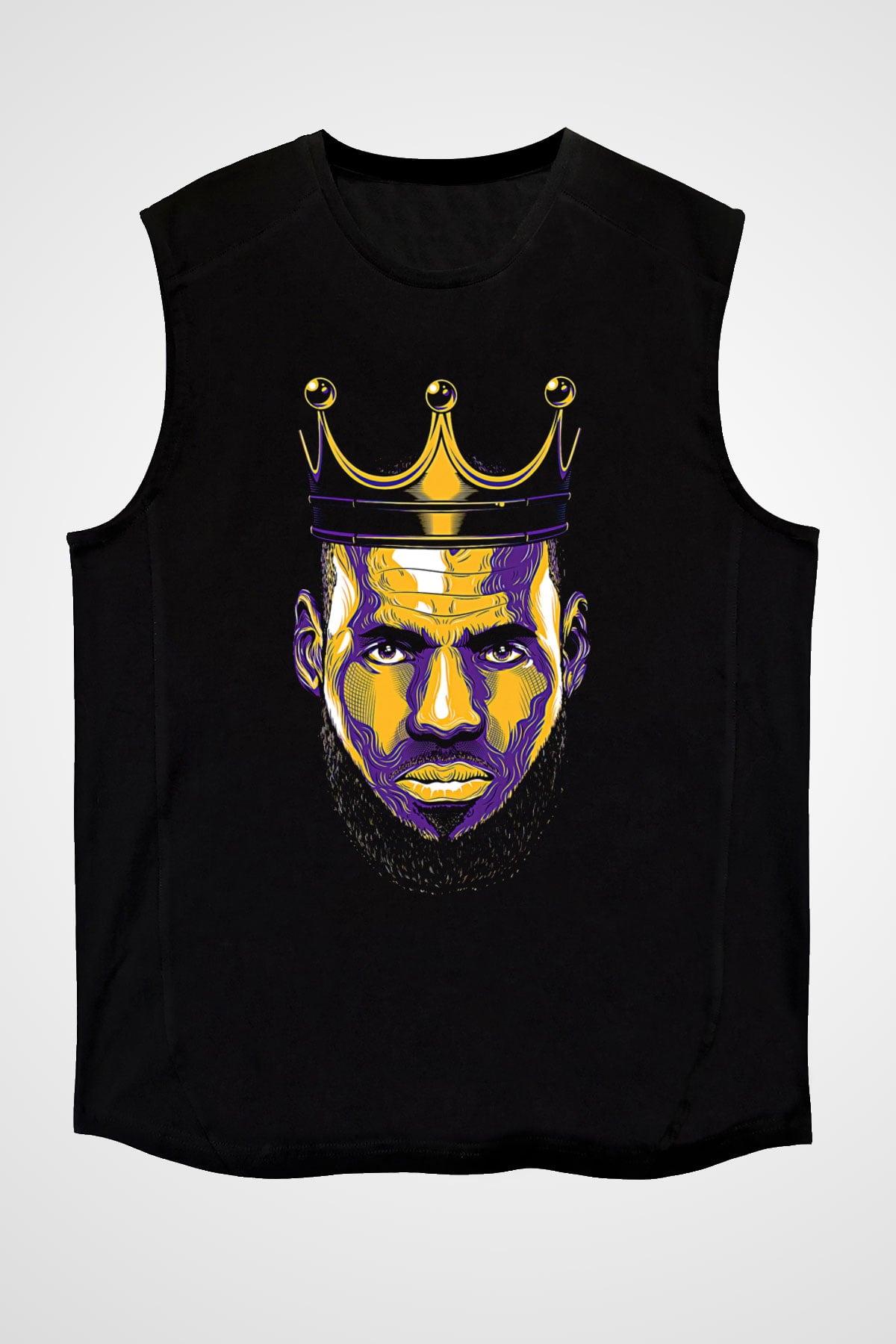 Lebron James Baskılı Unisex Siyah Kolsuz Tişört - Tshirt
