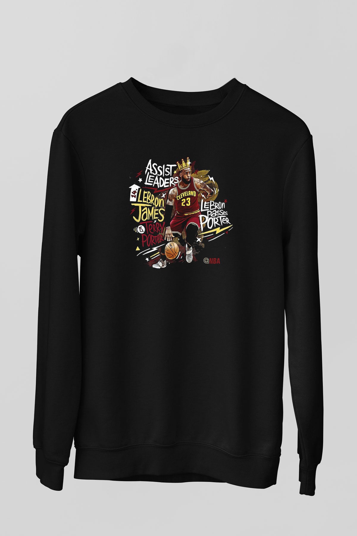 Lebron James Baskılı Unisex Siyah Sweatshirt