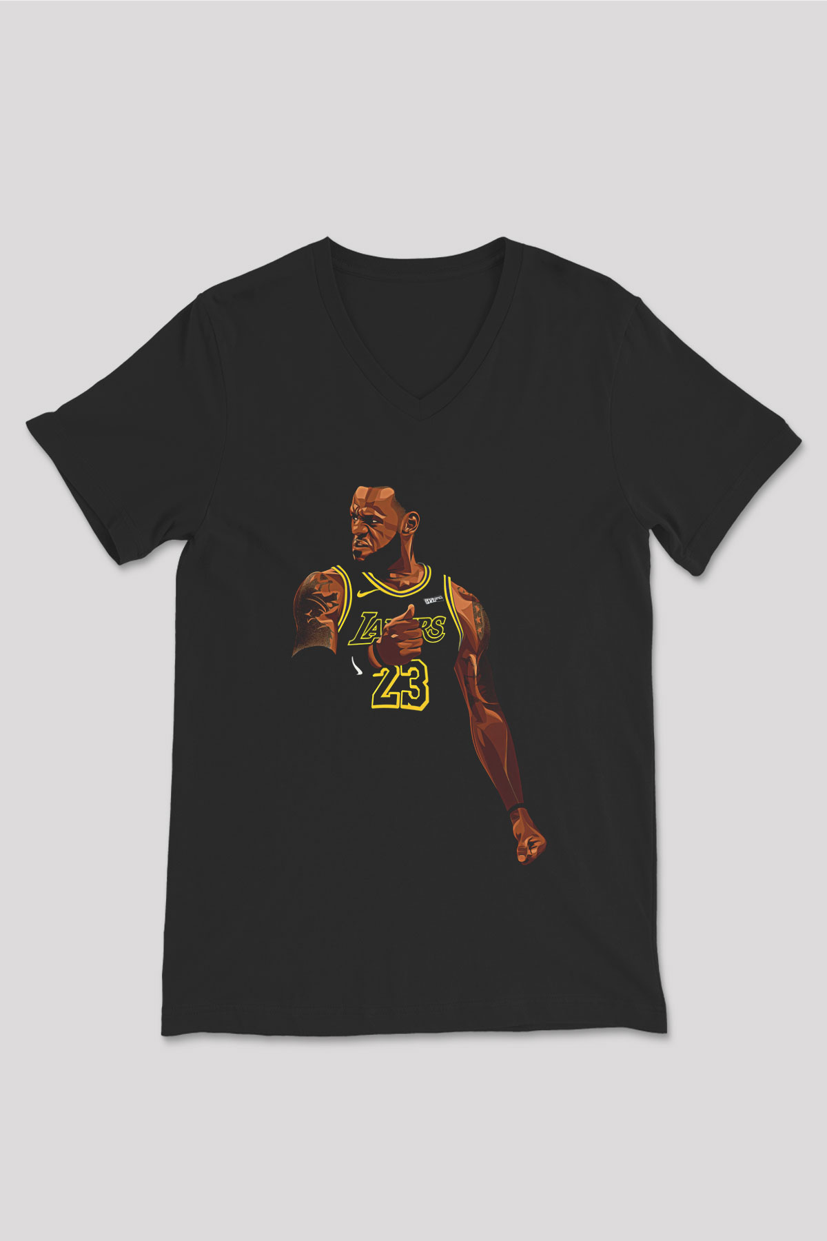 Lebron James Baskılı Unisex Siyah V Yaka Tişört - Tshirt