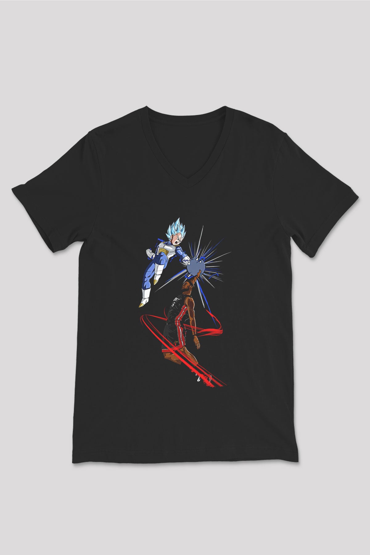 Lebron James Baskılı Unisex Siyah V Yaka Tişört - Tshirt