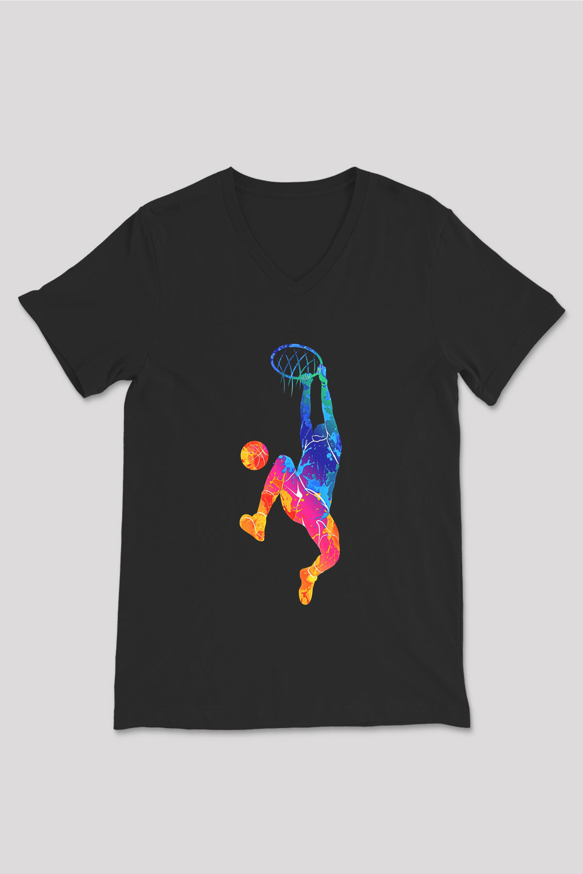 Lebron James Baskılı Unisex Siyah V Yaka Tişört - Tshirt